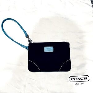 Coach Black Nylon and Blue Leather Wristlet/Pouch